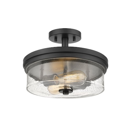 Z-Lite Bohin 2 Light Semi Flush Mount, Matte Black And Clear Seedy 464SF-MB